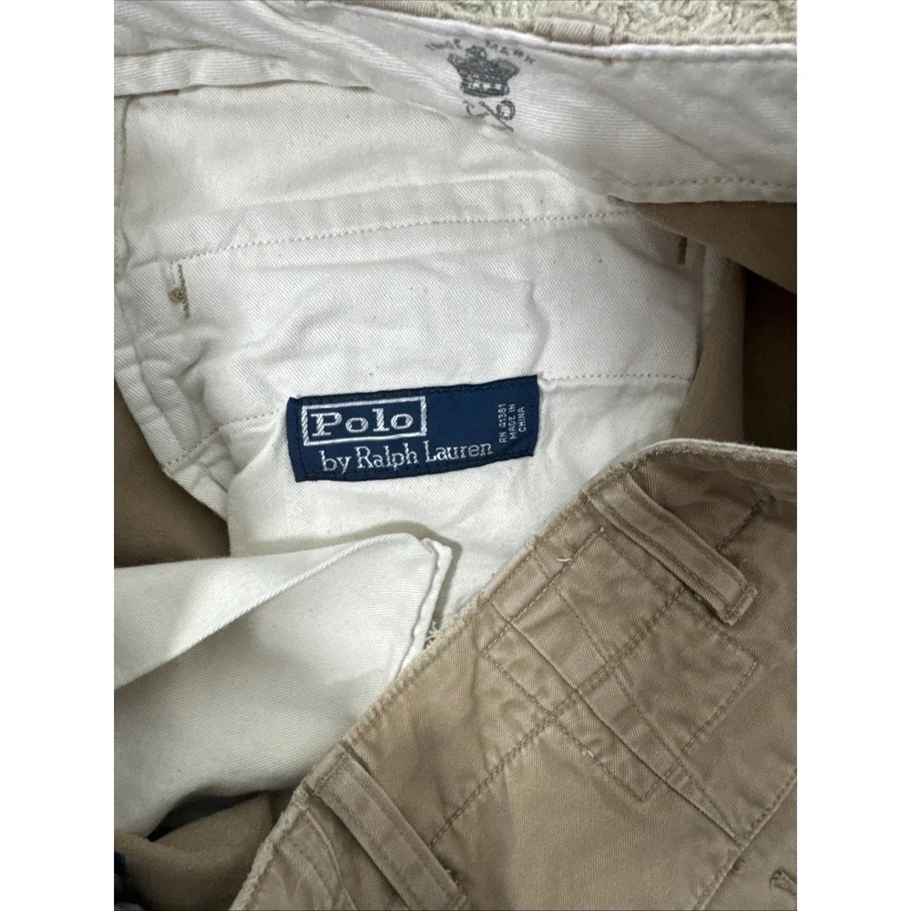 VTG Polo Ralph Lauren Men's‎ Flat Front Chino Shorts Size 34 Embroidered RL 067